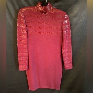 St John Evening by Marie Grey - Gorgeous Long Sleeve Wine Colored Dress - Size 4